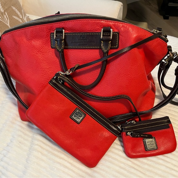 Dooney & Bourke Handbags - Dooney and Bourke Domed Satchel clutch & coin purse, Red Florentine Vanchetta
